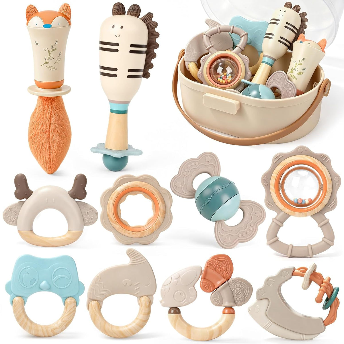 Joyreal Baby Rattles & Teething Toys Set, Baby Toys 0-6 Months, 10-Pack
