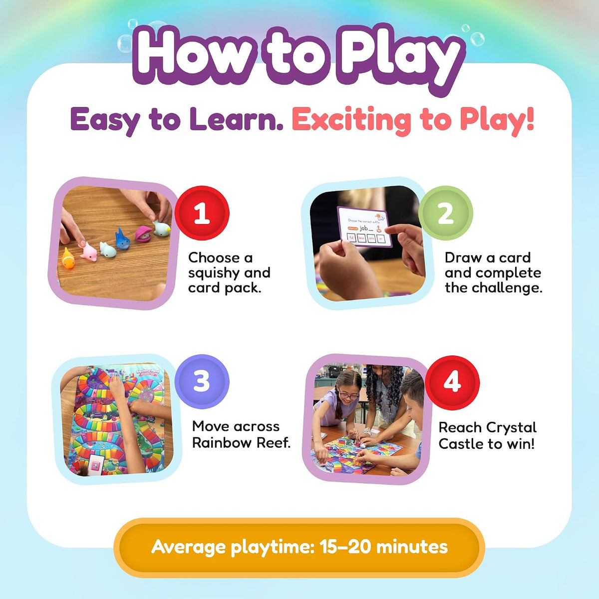The Fidget Game SquishyLand in Rainbow Reef Board Game, Pre-K to 2nd Grade