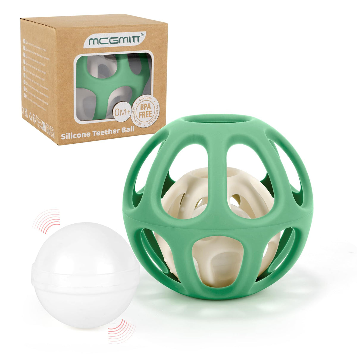 MCGMITT Sensory Balls for Baby, Easy Grasp Food Grade Stretchy Silicone Baby Teether Ball for 0-6 6-12 Months, BPA-Free Montessori Chew Toy, Newborn Infant Learning Developmental Toys Gift