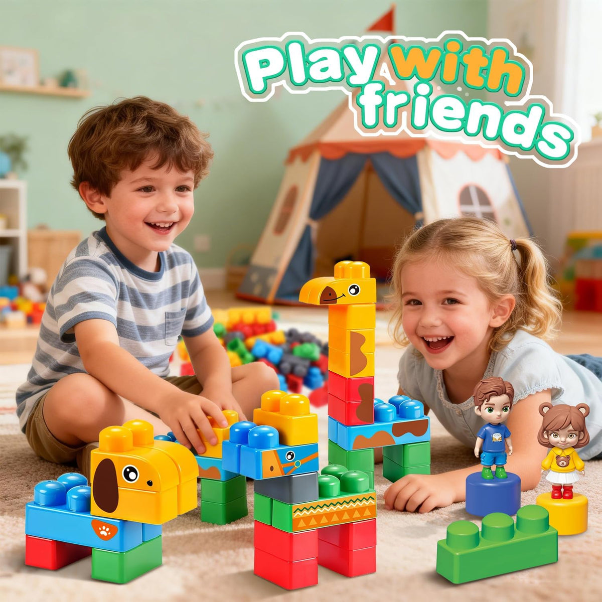 VESIA 34 PCS STEM Soft Building Blocks Set for Toddlers 18 Months+