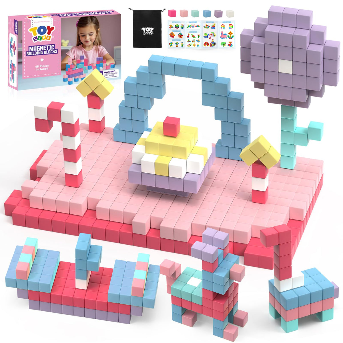 TOY Life Primary Magnetic Blocks, 64-Piece STEM Set, Ages 3-8