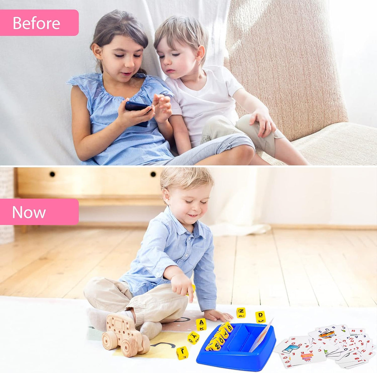 Matching Letter Game, Spelling Word and Increases Memory, Early Learning Educational Toy for Preschool & Kindergarten Kids Over 3-8 Years Old