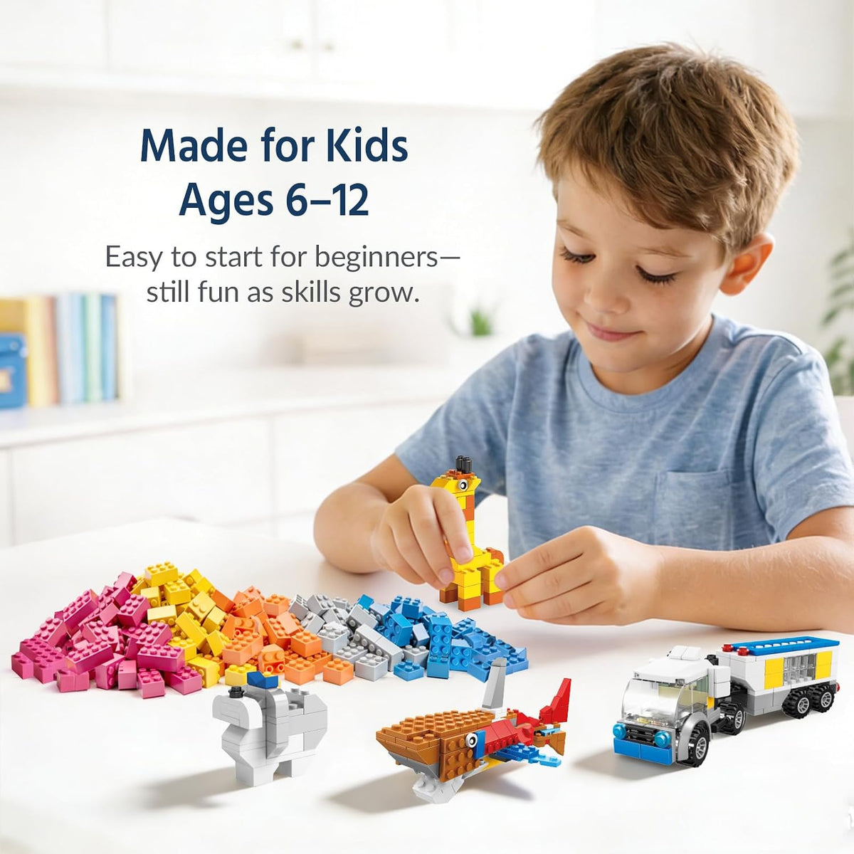 FUN LITTLE TOYS 1100 PCS Building Blocks for Kids 6-12 Bulk Bricks Set
