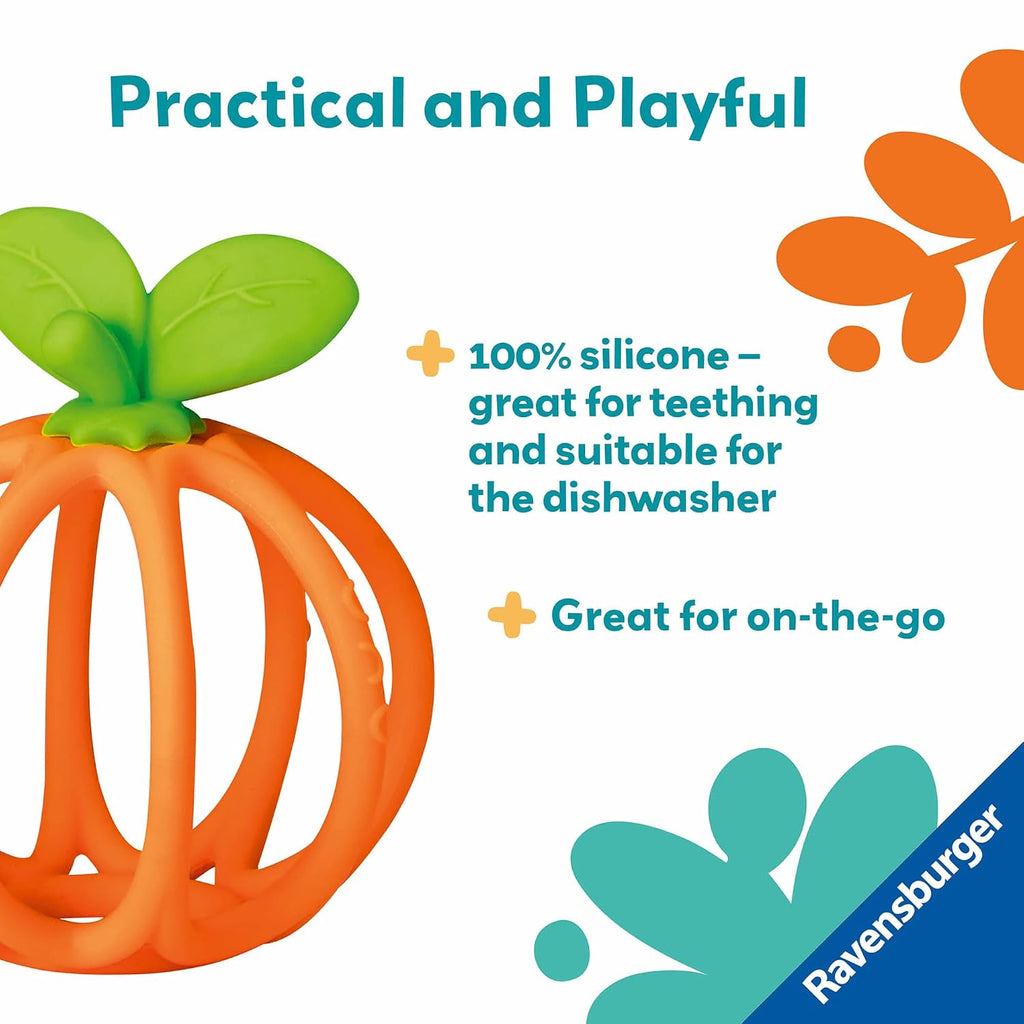 Ravensburger Play+ Sensory Teething Ball - Orange - Gentle Teething Relief - Easy-to-Grasp Design - Engages Fine Motor Skills