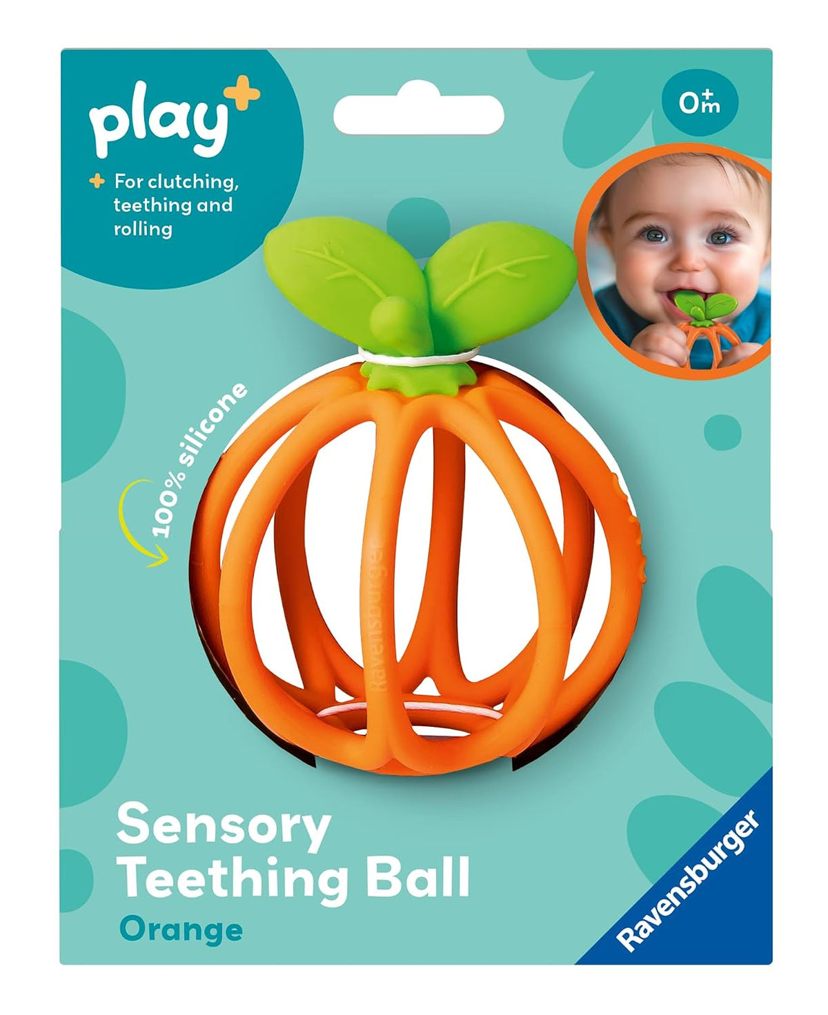 Ravensburger Play+ Sensory Teething Ball - Orange - Gentle Teething Relief - Easy-to-Grasp Design - Engages Fine Motor Skills