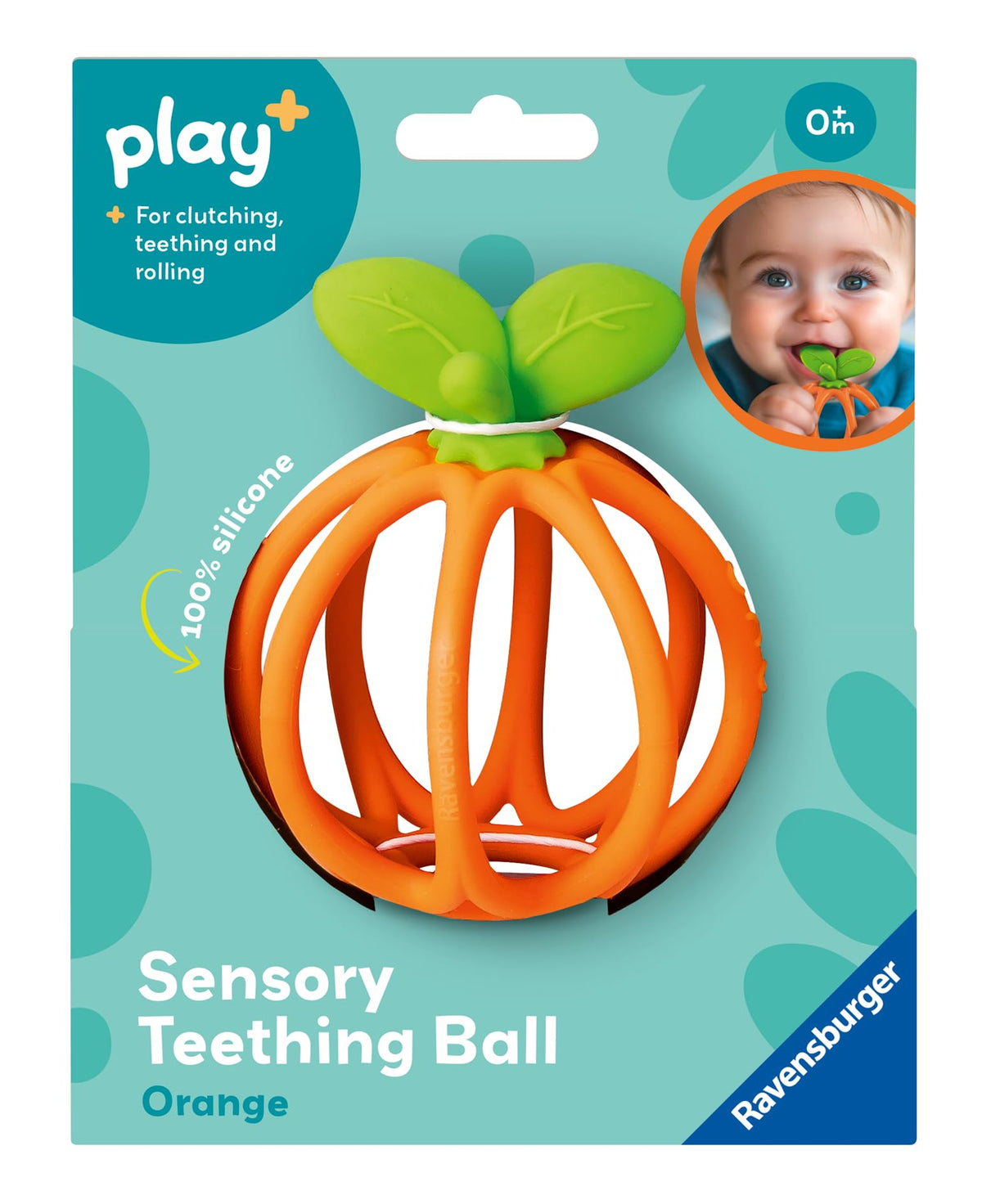 Ravensburger Play+ Sensory Teething Ball - Orange - Gentle Teething Relief - Easy-to-Grasp Design - Engages Fine Motor Skills
