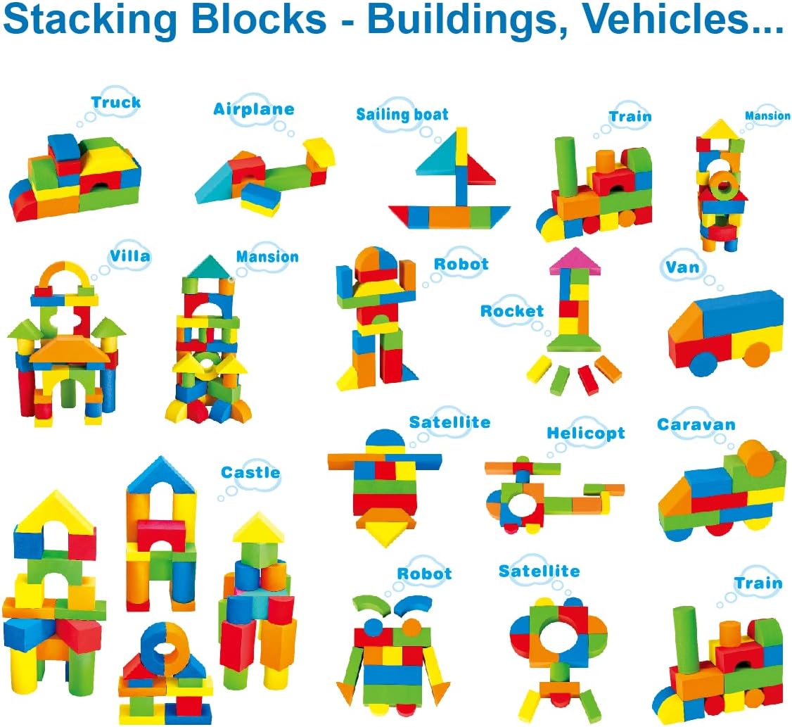Pairez Toys Foam Building Blocks for Toddlers 2-4, 41PCS EVA Soft Blocks