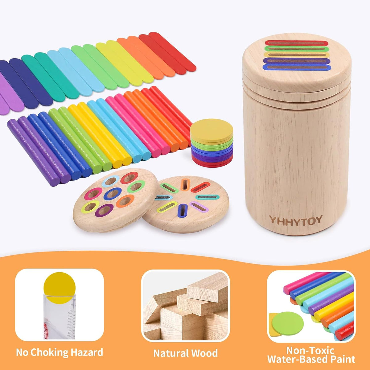 YHHYTOY Montessori Toys for 1 2 3 Year Old, Color Learning Sorting Toys