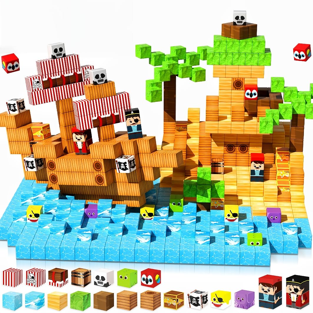 Magnetic Blocks - 500 PCS Magnetic Building Blocks Cubes, Magnet Toys for Kids Age 3+, Toy Building Set for Kids, Magnets Stacking Construction Easter Birthday Gifts for Boys Girls Age 4-8, 8-12