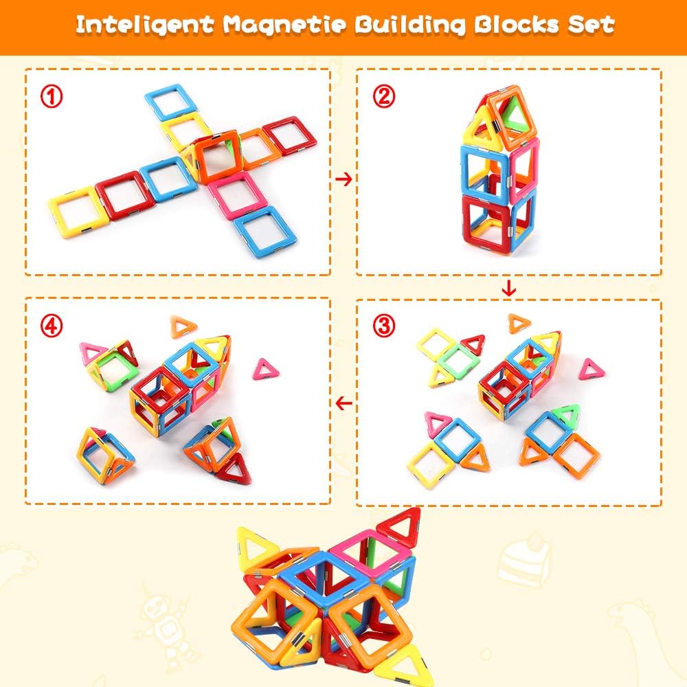 Upgraded Magnetic Blocks Tough Tiles STEM Toys for 3+ Year Old Boys & Girls