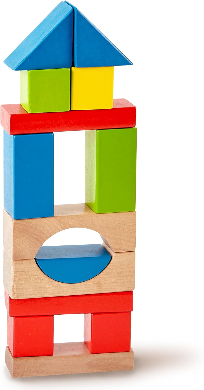 Hape Maple Wood Kids Building Blocks Stacking Wooden Block Educational Toy Set for Toddlers, 50 Brightly Colored Pieces in Assorted Shapes and Sizes