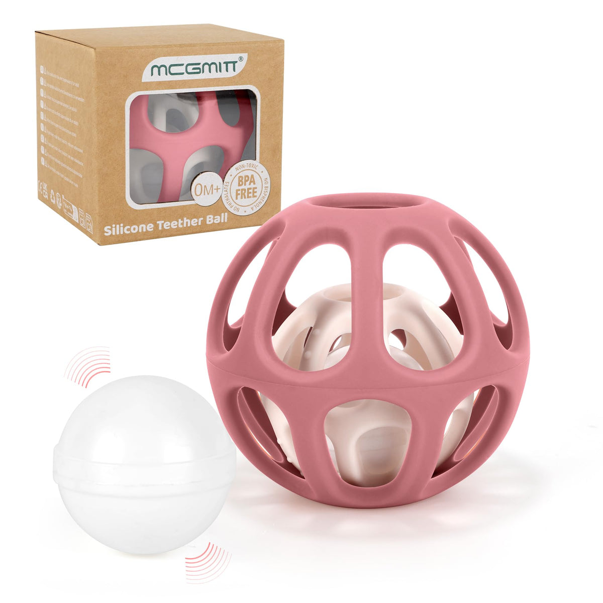 MCGMITT Sensory Balls for Baby, Easy Grasp Food Grade Stretchy Silicone Baby Teether Ball for 0-6 6-12 Months, BPA-Free Montessori Chew Toy, Newborn Infant Learning Developmental Toys Gift