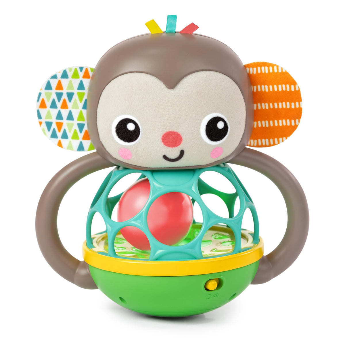 Bright Starts Oball Easy Grasp Red Apple Teether Toy, Hold My Own Collection, BPA Free, Unisex, Newborn and Up