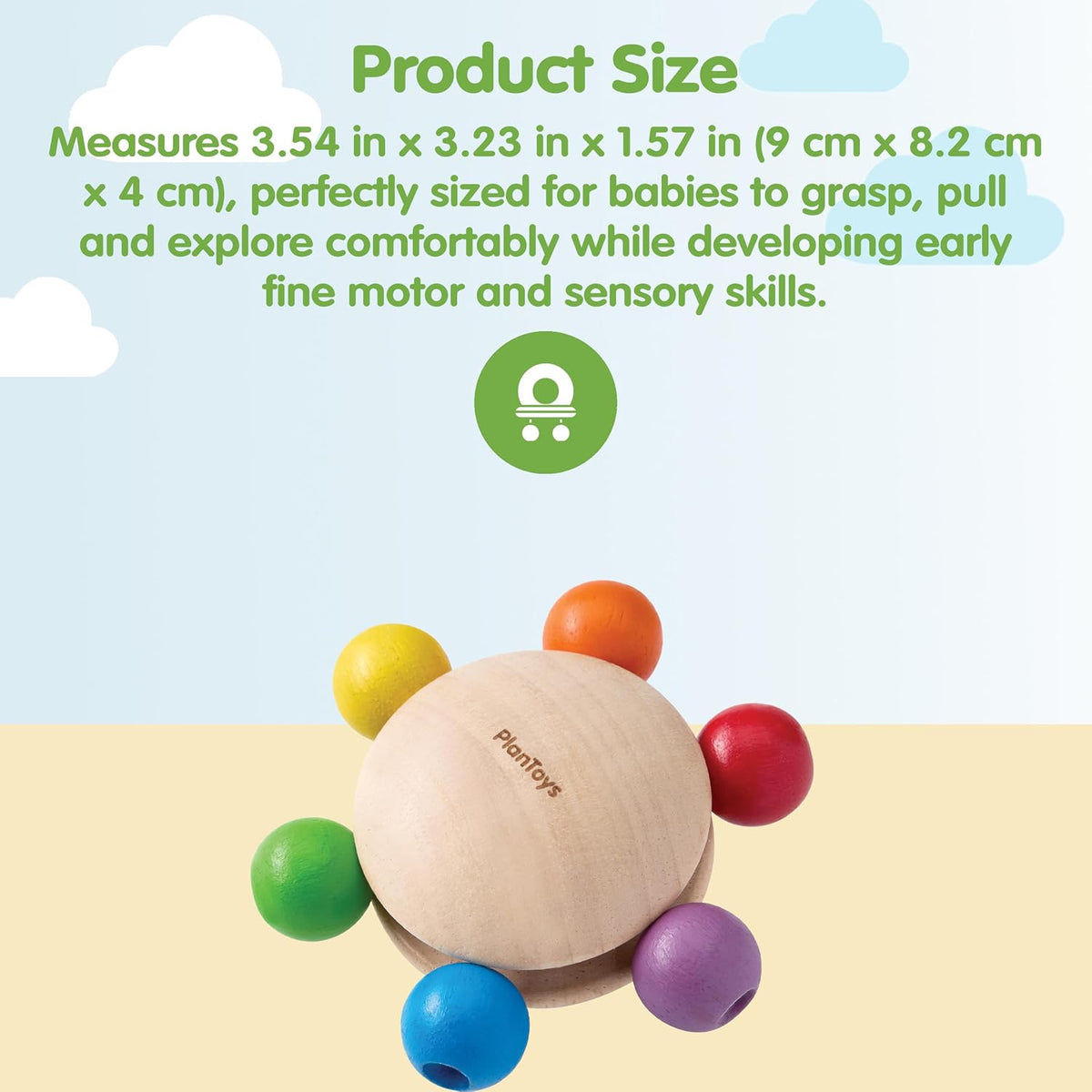 PlanToys® Wooden Pull & Grasp Baby Toy Montessori Sensory Kids Activity Set