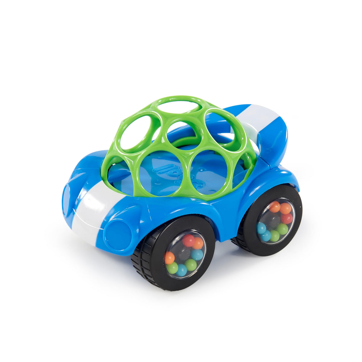 Oball Easy Grasp Rattle & Roll Buggie BPA-Free Push Car Infant Crawling Toy, 1 Pack, Age 3 Months and up, Red/Yellow