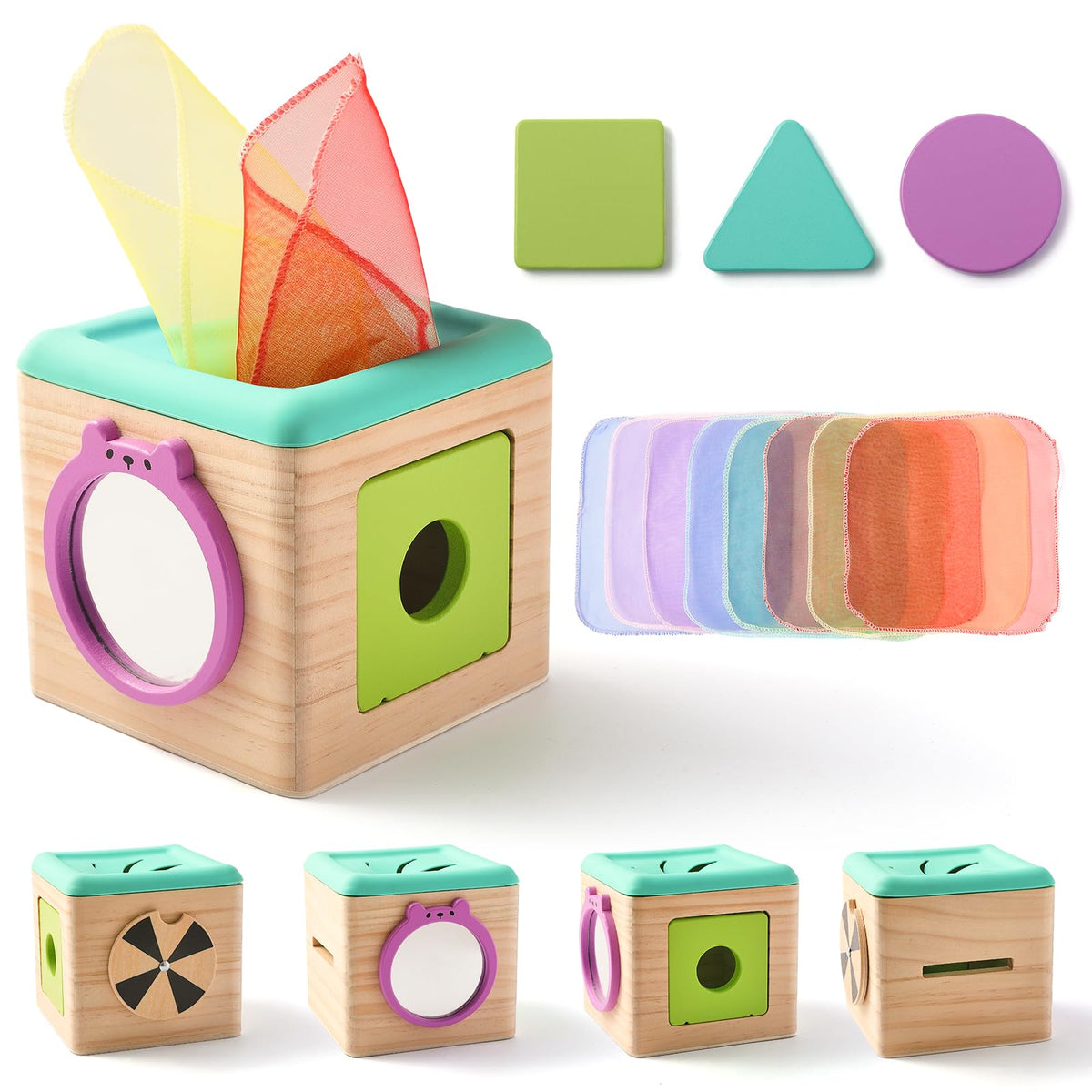 Youuys Baby Tissue Box Toy for Babies 6-12 Months, Montessori Sensory Toys for 1 Year Old Boy, Infant Toy with Crinkle Tissues & Fine Motor, for 6 9 12 18 Months Old Kids 1st Birthday