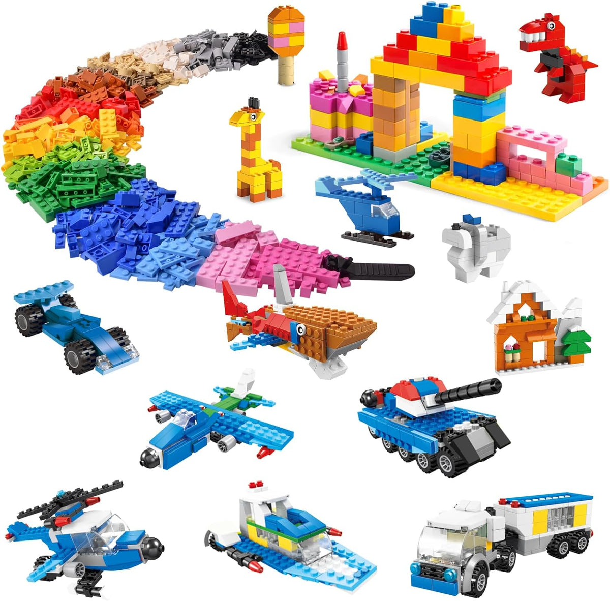 FUN LITTLE TOYS 1100 PCS Building Blocks for Kids 6-12 Bulk Bricks Set