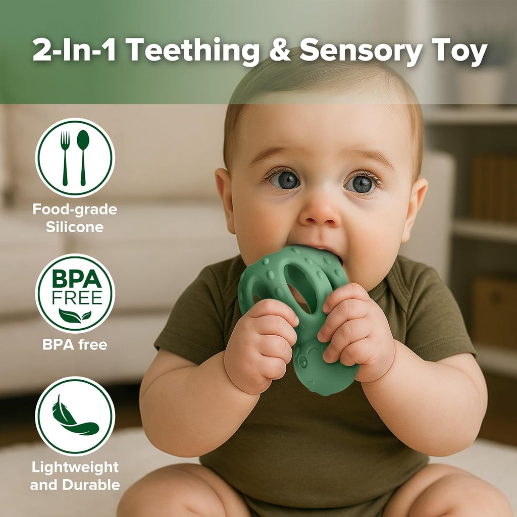 haakaa Octopus Rattle Teether for Babies 3M+, 2-in-1 Baby Teething Toy
