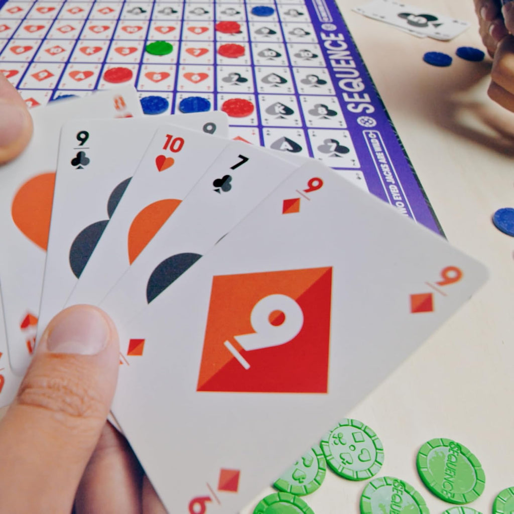SEQUENCE- Original SEQUENCE Game with Folding Board, Cards and Chips by Jax ( Packaging may Vary ) White, 10.3" x 8.1" x 2.31"