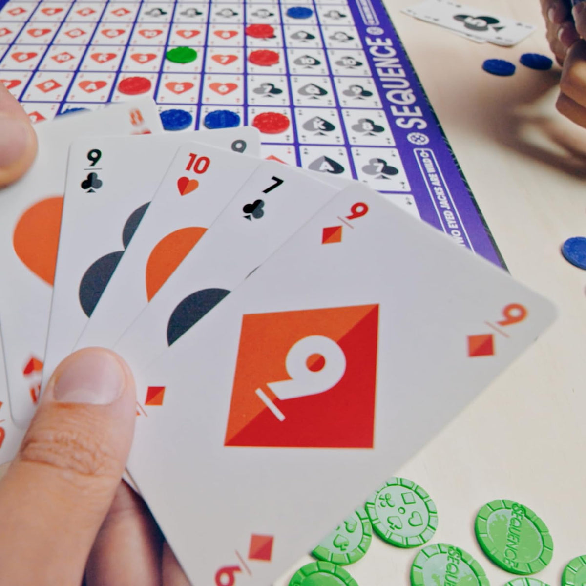 SEQUENCE- Original SEQUENCE Game with Folding Board, Cards and Chips by Jax ( Packaging may Vary ) White, 10.3" x 8.1" x 2.31"