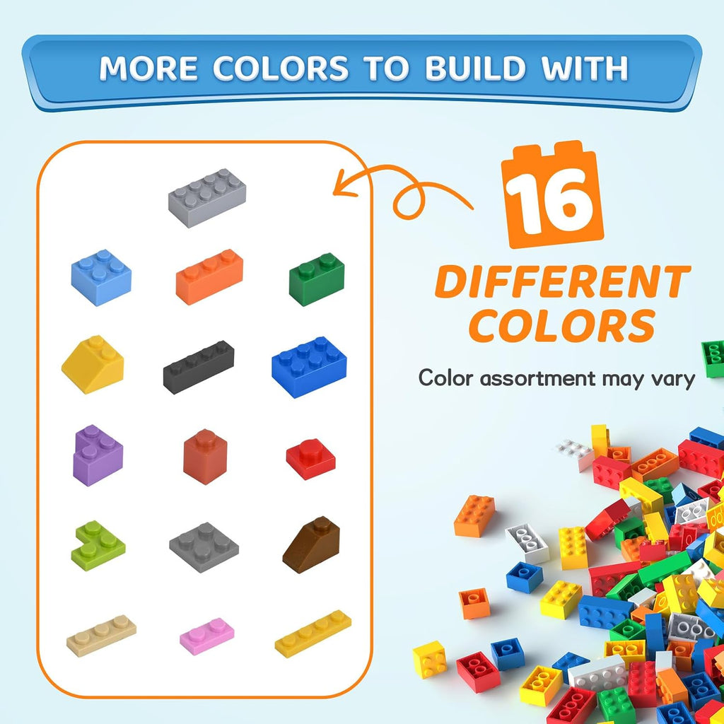 1800 Pieces Building Bricks Set,Building Bulks Blocks with 2 Packs 24x24 Studs Sticky Plates,205 Pcs Flowers and Tree Set, 14 Colors 18 Random Bulk Shapes, Creative Toy Gift for Boys Girls
