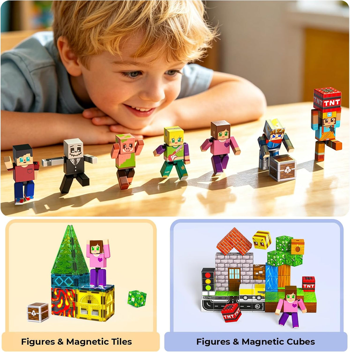 Magneverse 20Pcs Magnetic Action Figures Playset - Magnetic Building Blocks