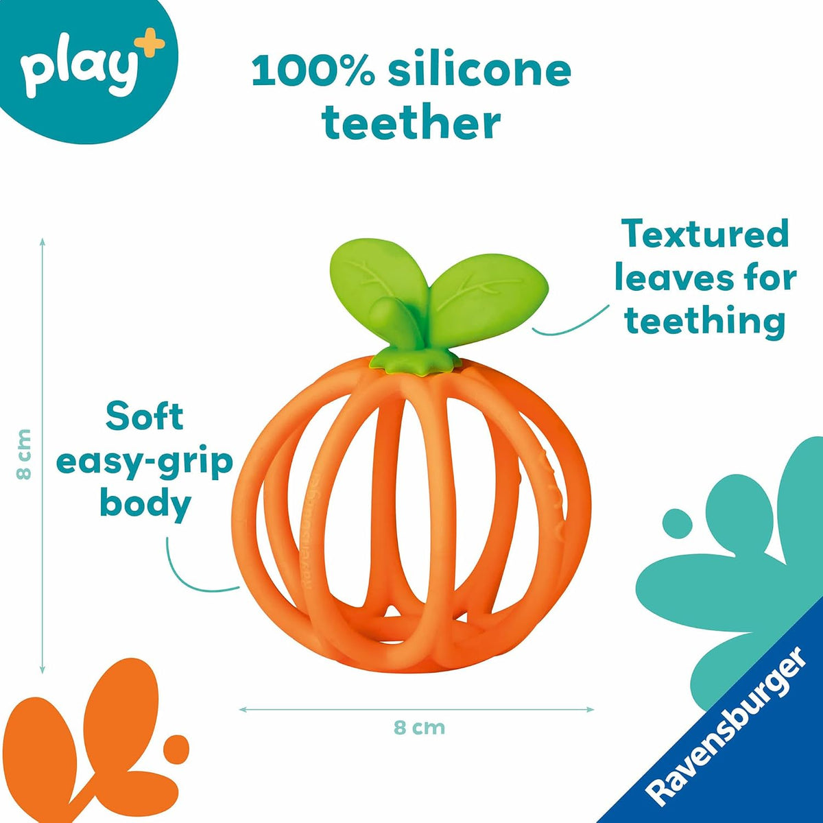 Ravensburger Play+ Sensory Teething Ball - Orange - Gentle Teething Relief - Easy-to-Grasp Design - Engages Fine Motor Skills