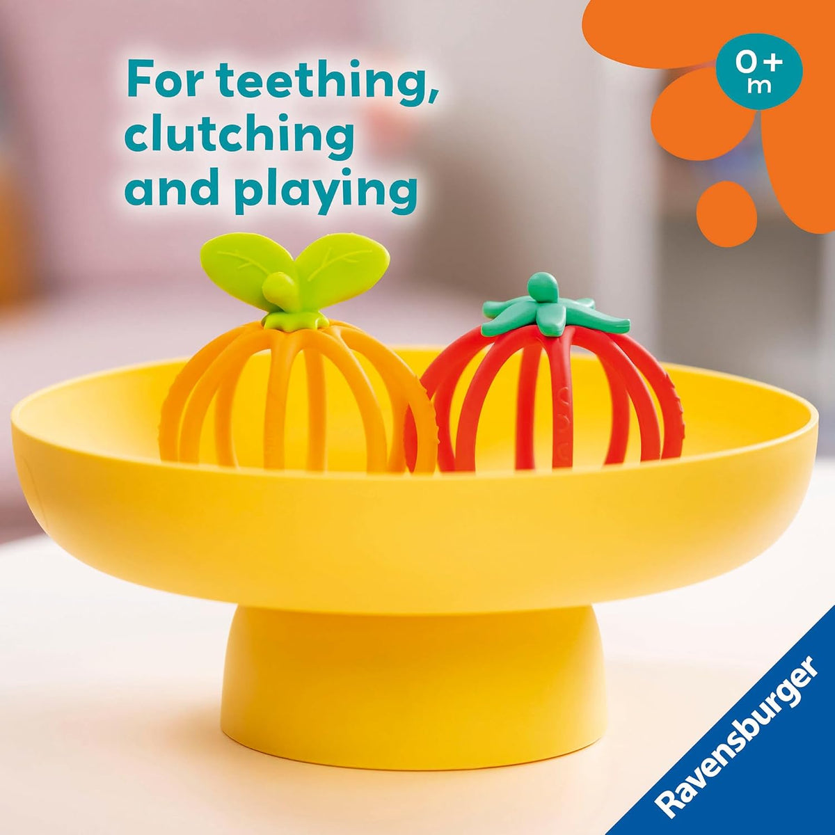 Ravensburger Play+ Sensory Teething Ball - Orange - Gentle Teething Relief - Easy-to-Grasp Design - Engages Fine Motor Skills