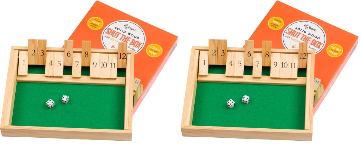 Regal Games Shut The Box - Fun Table Math Game with Wooden Board for Adults & Kids - 12 Spots Dice Game with 2+ Player Games - Ideal for Game Night, Travel - (Ages 8+)