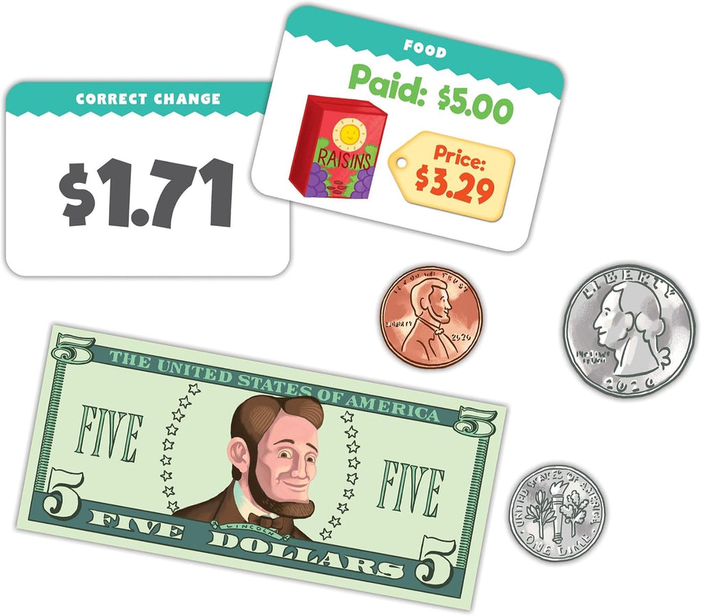 eeBoo Making Change Math Game with Play Money, Coins, Ages 5+, 2-4 Players