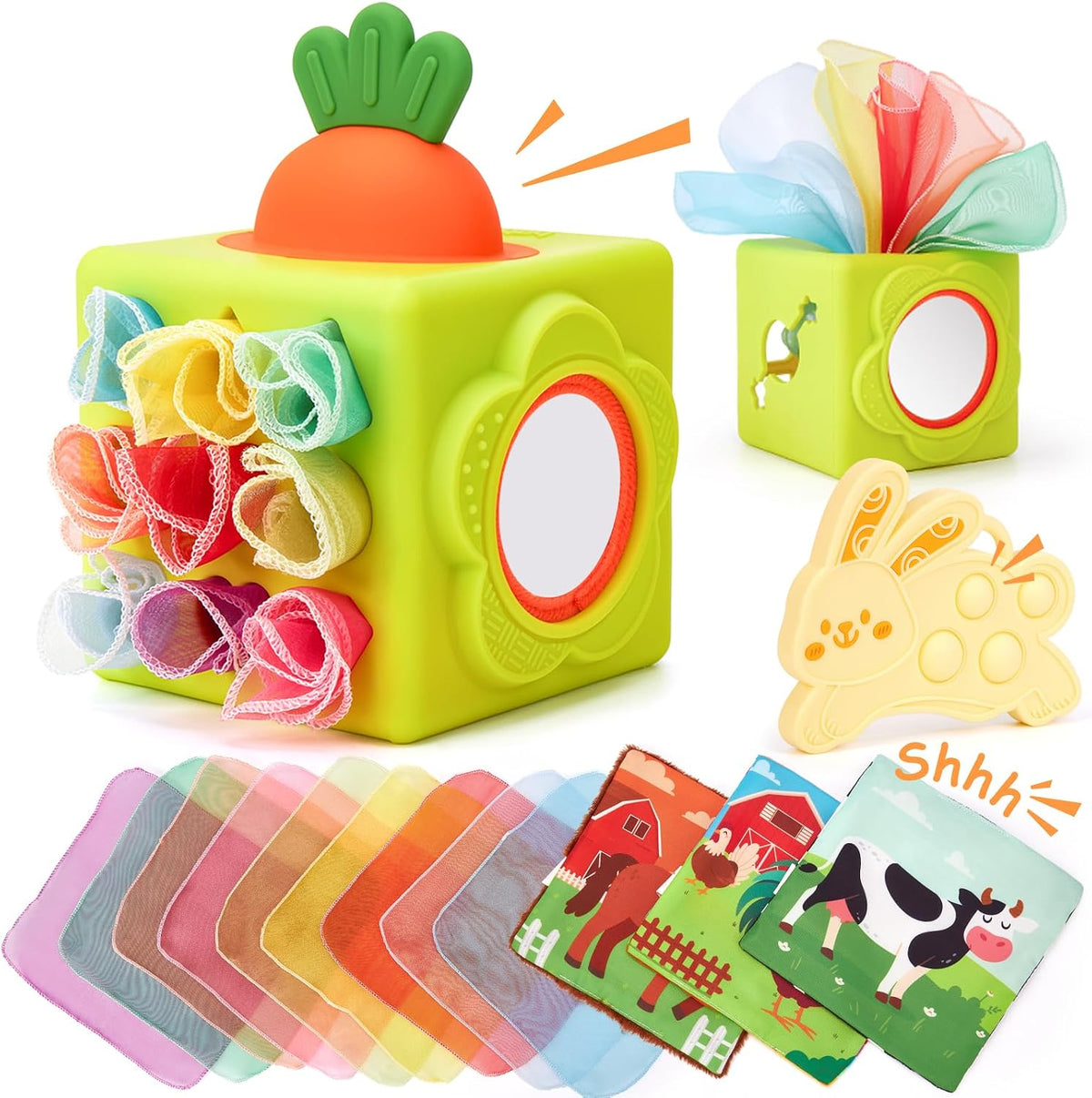 hahaland Silicone Baby Tissue Box Toy - Montessori Baby Toys 6-12 Months