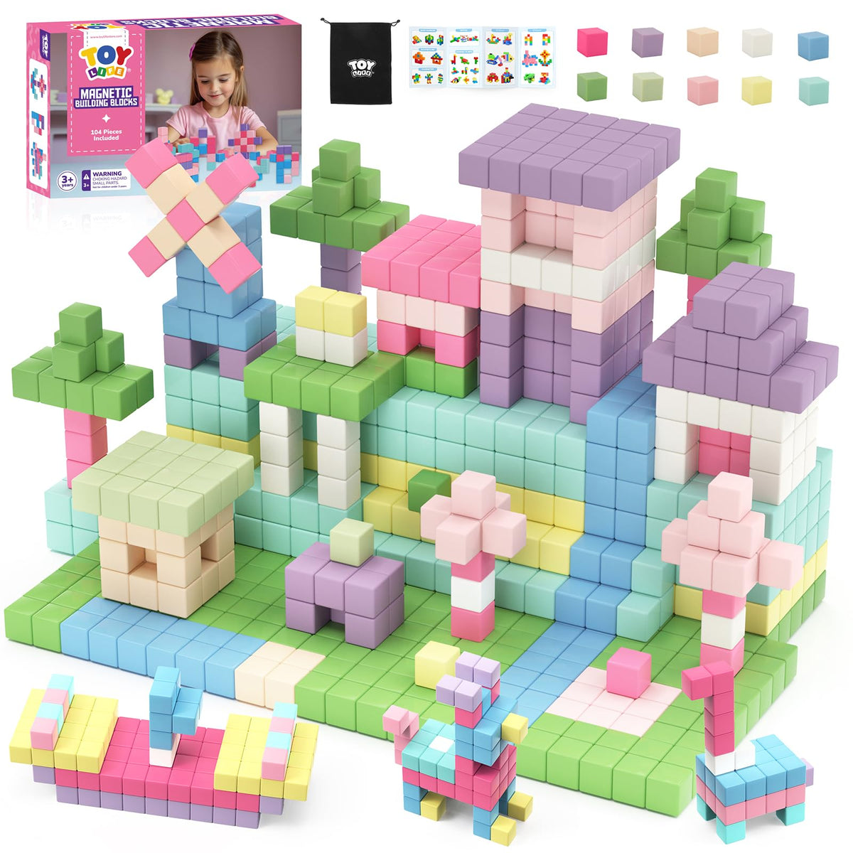 TOY Life Primary Magnetic Blocks, 64-Piece STEM Set, Ages 3-8