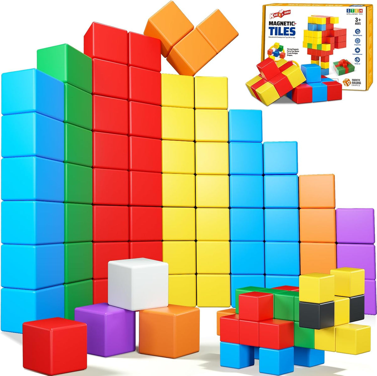KAEILORU Magnetic Blocks 32PCS Magnetic Building Block for Toddler Age 3-5