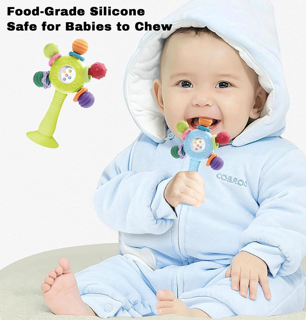 Baby Teether Toys for Babies 0 3 6 9 12 18 Months,Baby Rattle Toys,Baby Sensory Toy for 0-6 6-12 Months, Montessori Early Education,Manhattan Ball,Grasp Training Toy,Suction Cup Toys(Pink)