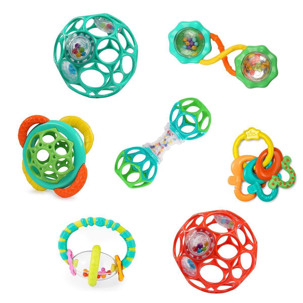 Bright Starts Delightful Duo 2-Pack Gift Set with Easy-Grasp Oball Rattles, Pink, Baby Toys for Newborn and Up