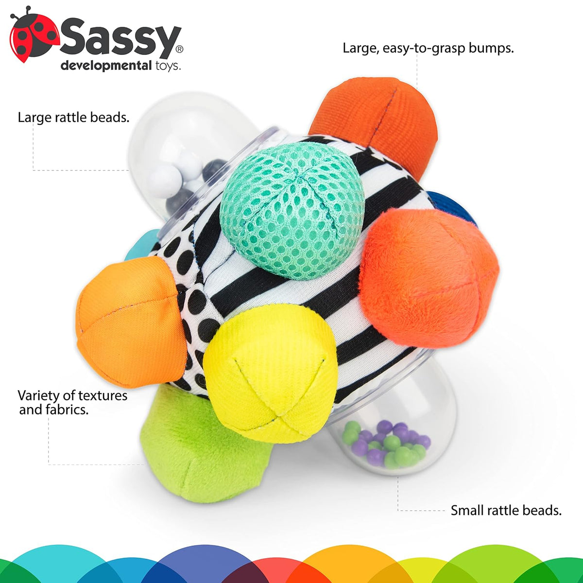 Sassy Developmental Bumpy Ball, Easy to Grasp Bumps Help Develop Motor Skills, Ages 6+ Months