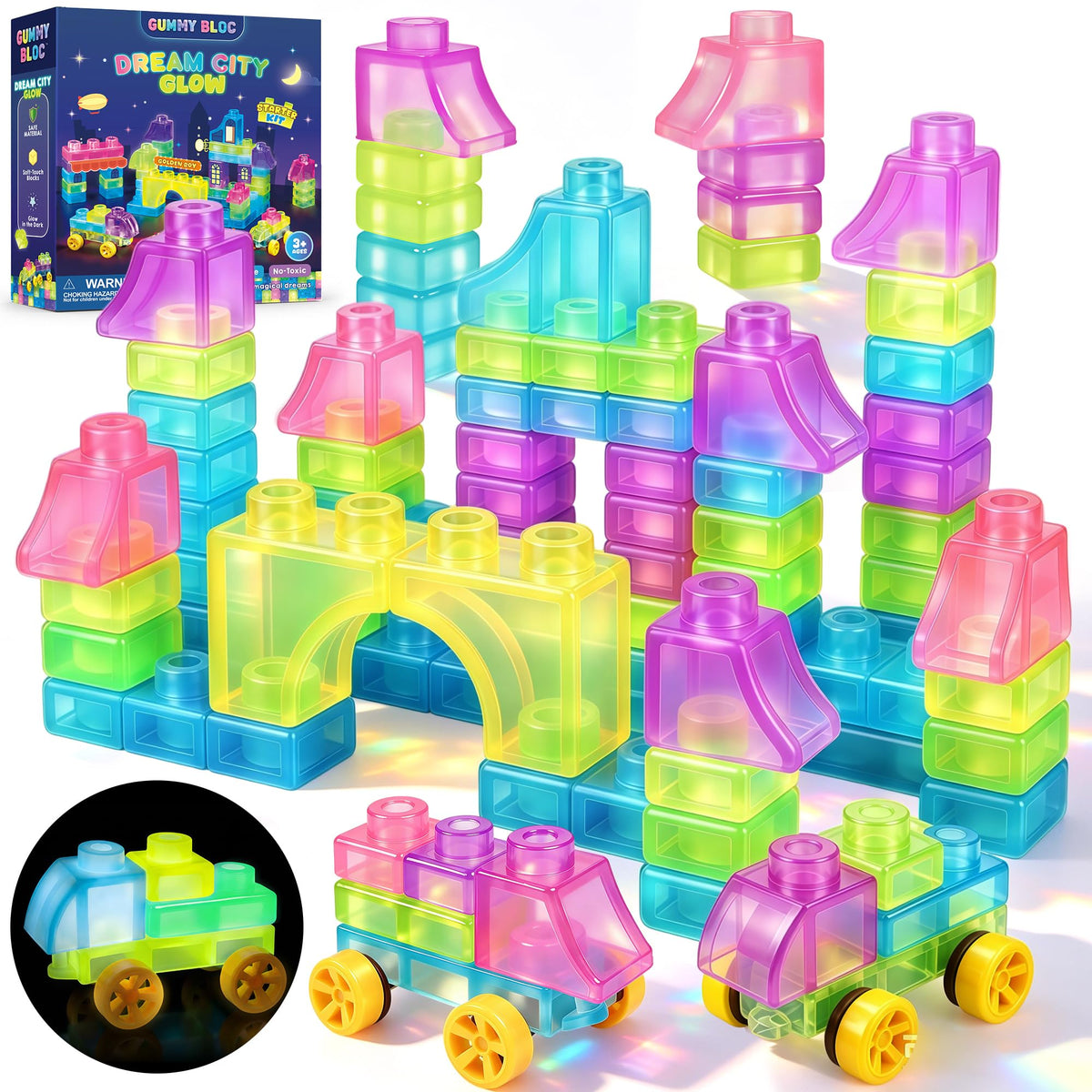 40 PCS Sensory Soft Building Blocks for Kids, Gummy Squishy Stacking Toy 3+