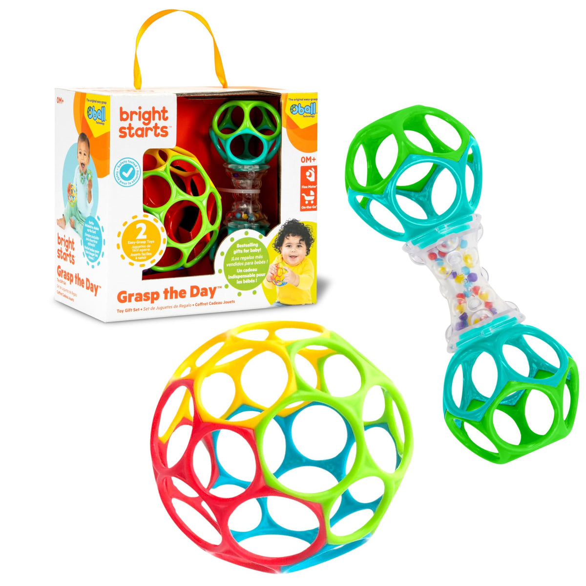 Bright Starts Soothers & Shakers 7pc Gift Set - BPA-Free Baby Rattles, Teethers and Stroller Toys, Unisex, Newborn+