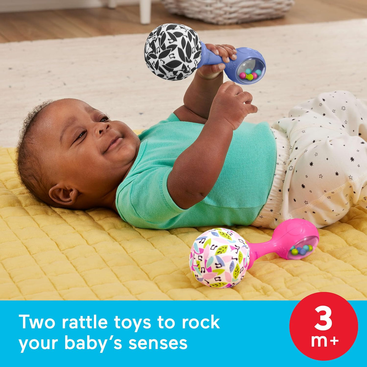 Fisher-Price Rattle ‘n Rock Maracas Set Baby Toys, Ages 3+ Months