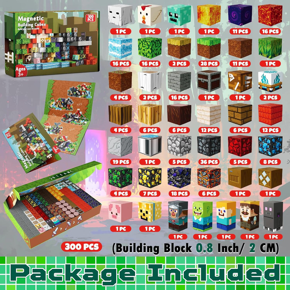 GraceDuck 300 PCS Magnetic Blocks - Magnetic Building Blocks, Stacking Magnets for Kids, Sensory Toy for STEM Montessori Sensory Toys for Kids 3+ Boys Easter Gifts for Kids