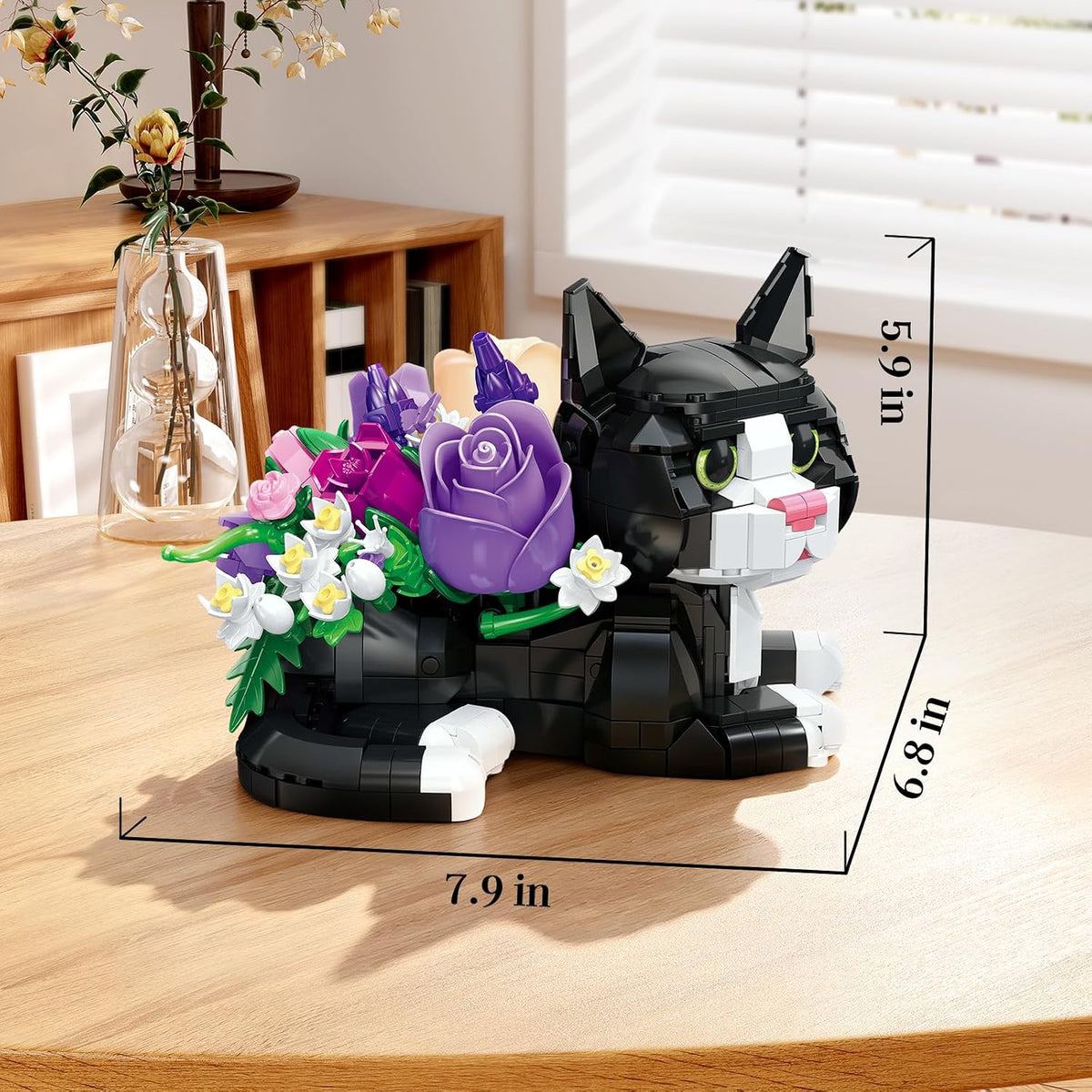 Cat Rose Bouquet Succulent Planter Building Block Set