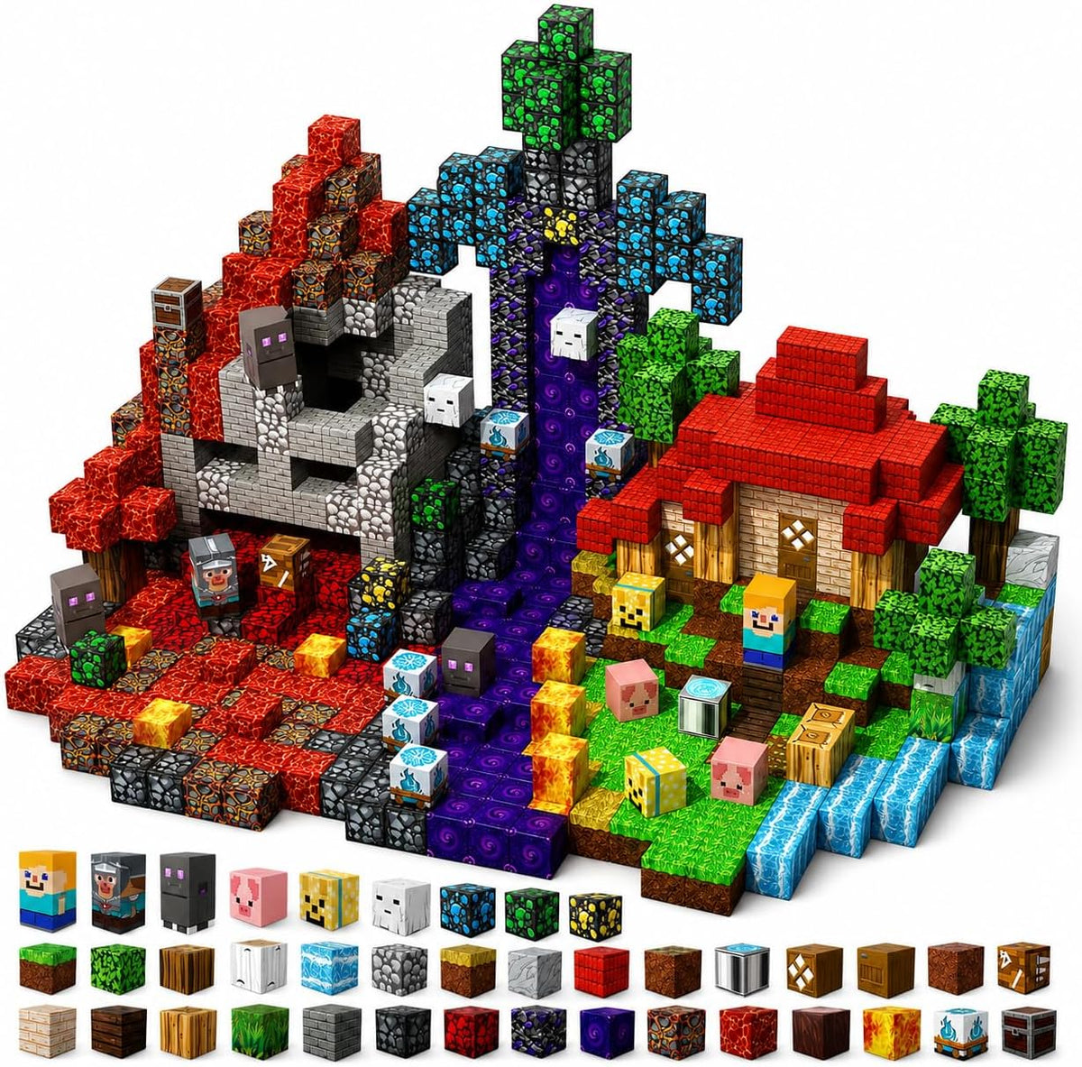 Magneverse 200 PCS 0.8in Magnetic Blocks - Magnet Toys for Kids, Magnetic Building Blocks Cubes, Stacking Magnets, School STEM Toys Birthday Gifts for Boys and Girls Age 3+ Years Old (Theme: Portal)