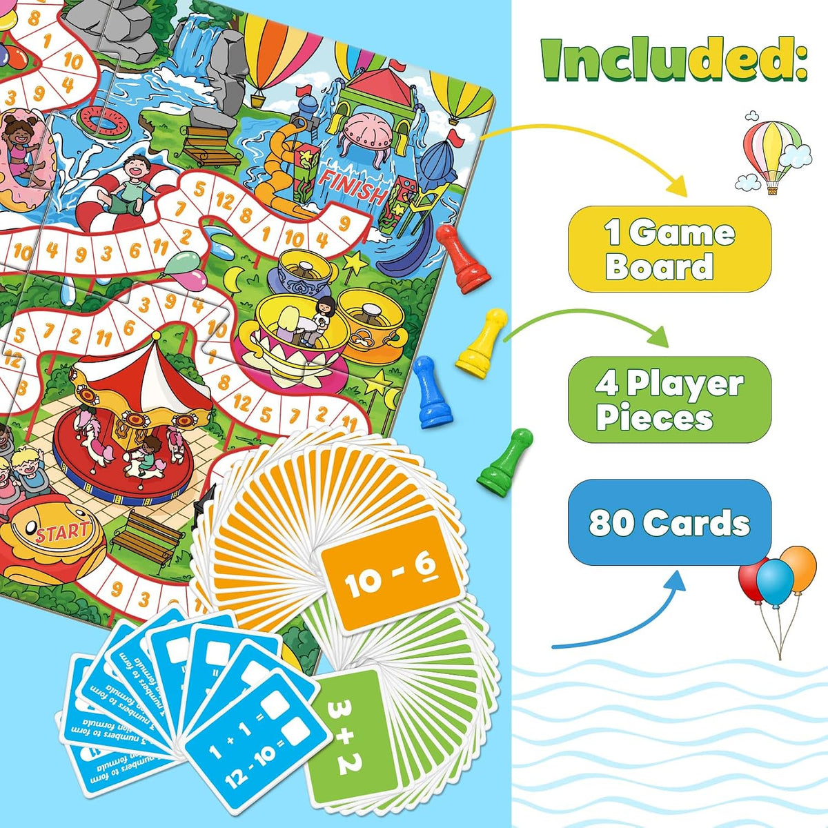 Broytain Addition and Subtraction Math Games for Kids,Addition & Subtraction,Educational Learning Board Games for Boys and Girls Ages 5 6 7 8,Classroom Travel Indoor Outdoor Family Games