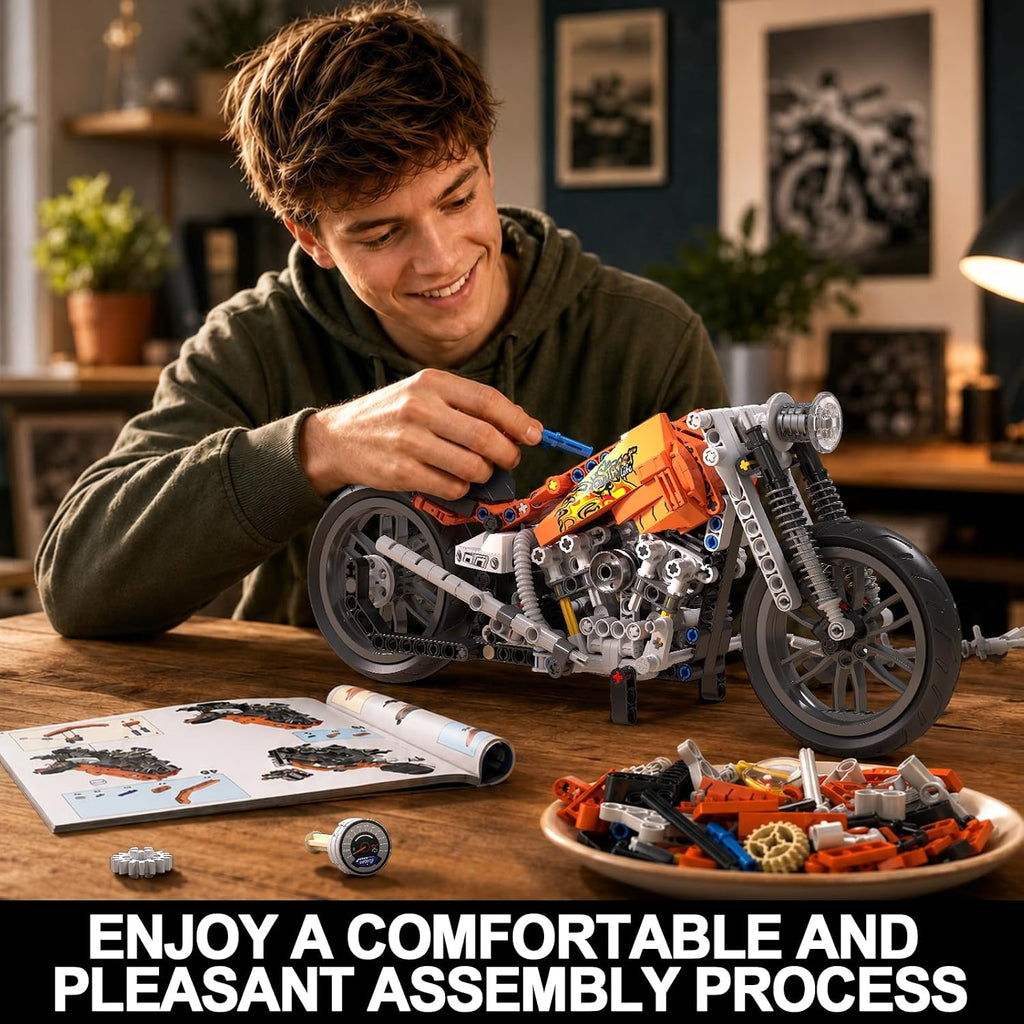 Motorcycle Building Blocks Set for Adults & Boys Age 8-12