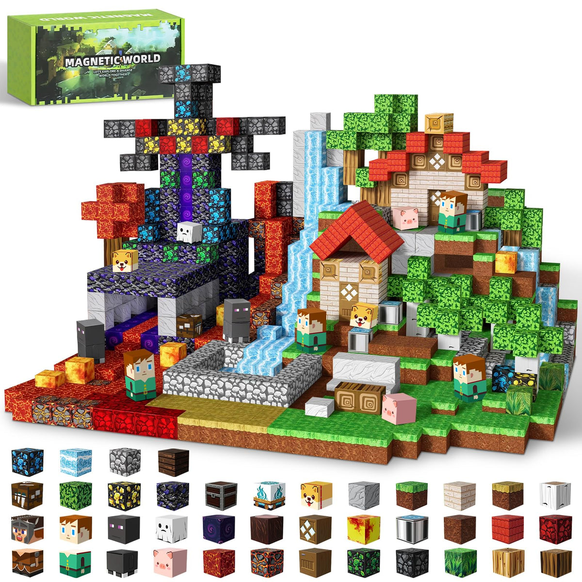 Intoypad 300PCS Magnetic Blocks, Magnetic Building Tiles STEM Toys for Kids