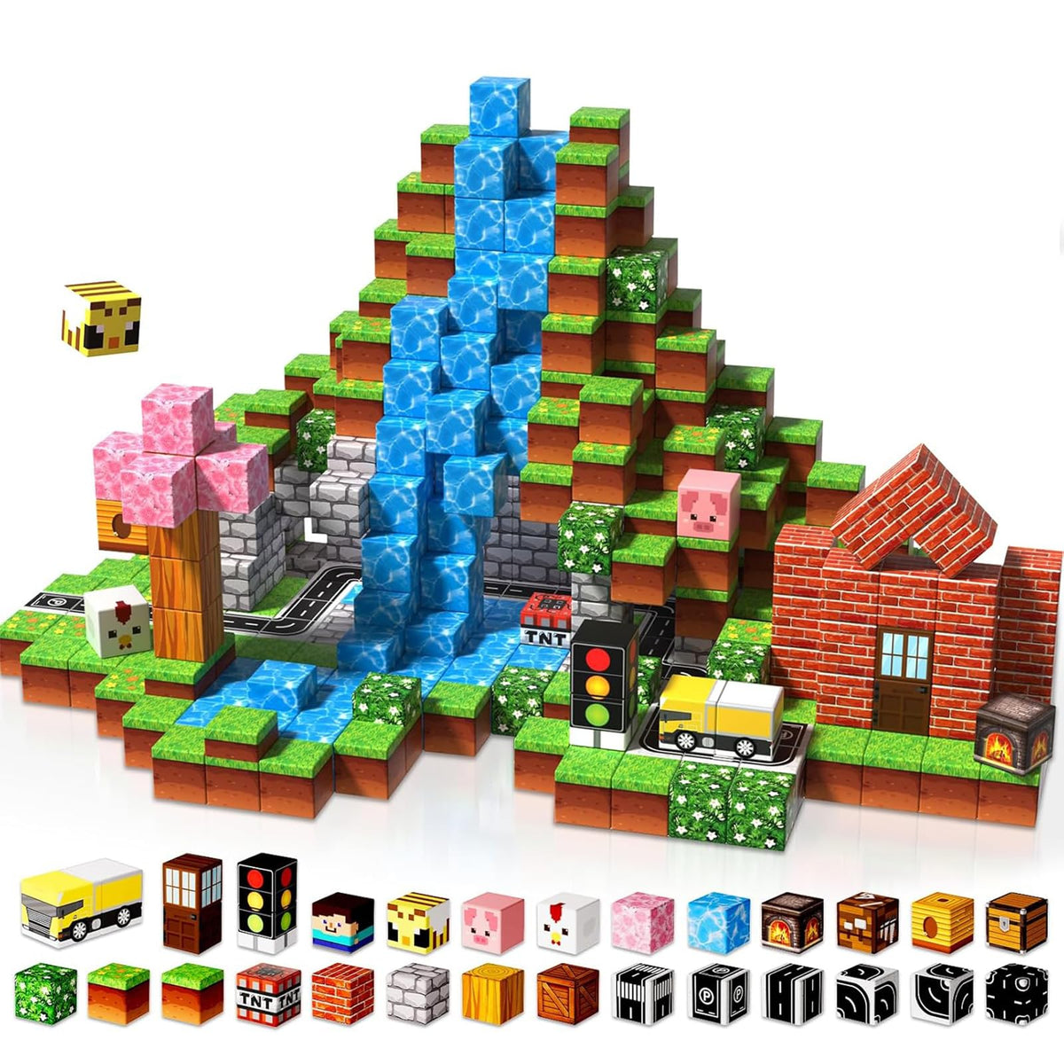 Magneverse 200 PCS 0.8in Magnetic Blocks - Magnet Toys for Kids, Magnetic Building Blocks Cubes, Stacking Magnets, School STEM Toys Birthday Gifts for Boys and Girls Age 3+ Years Old (Theme: Portal)