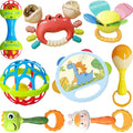 Baby Rattles Set of 8, BPA-Free Toys for 3+ Months, Easy Grasp Teether