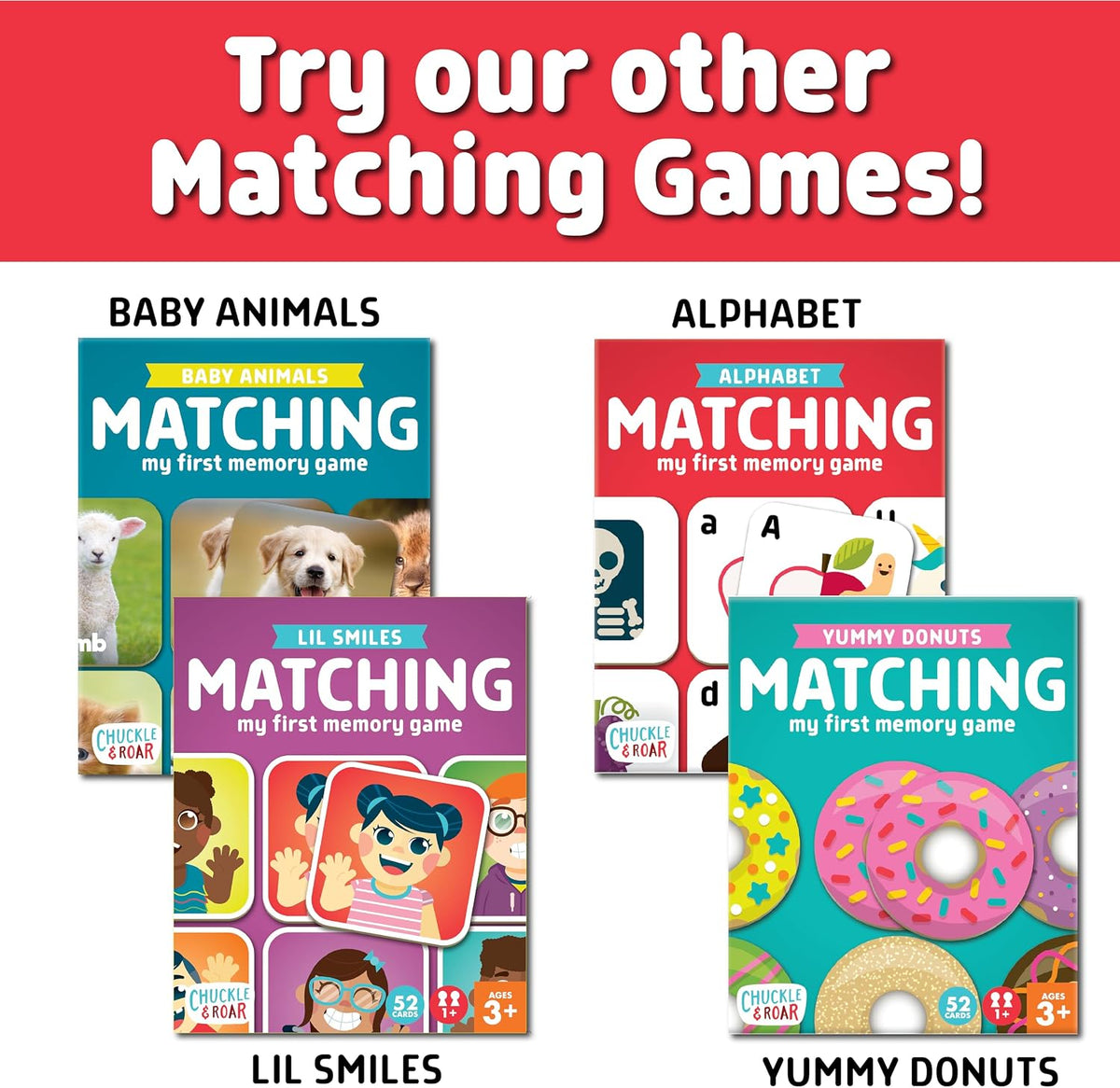 Chuckle & Roar Alphabet Matching Memory Game, Toddler Games, Kids Ages 3+