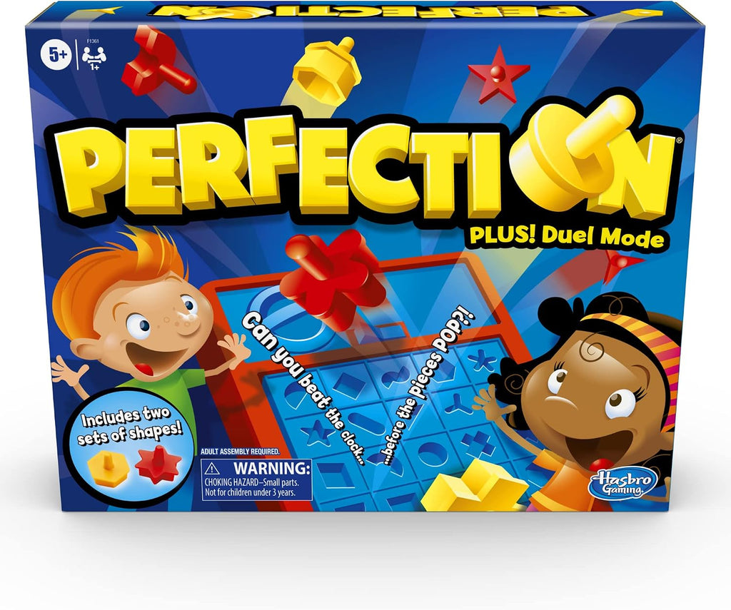 Hasbro Gaming Perfection Plus 2-Player Duel Mode Popping Shapes and Pieces Ages 5 and Up, Easter Gifts for Kids (Amazon Exclusive)