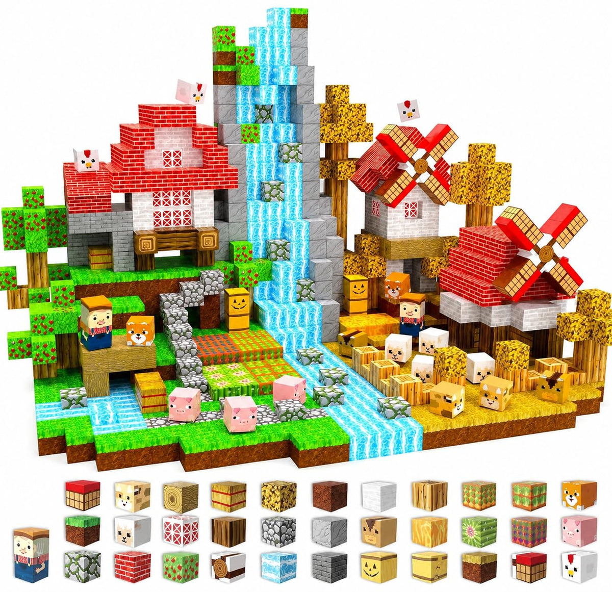 200 PCS Magnetic Blocks with Light Up Blocks - Magnetic Building Blocks, Magnetic Construction Cube Toys, STEM Sensory Learning Toys, Easter Christmas Birthday Gifts for Toddlers Boys and Girls Age 3+